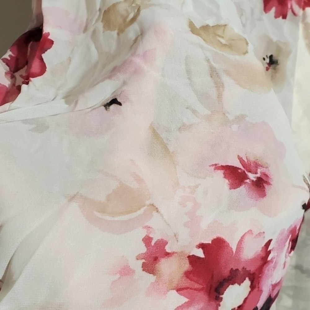 Chaps Womens Pink‎ Floral Button Down Shirt Pleated Back Blouse Feminine 3XNew - Picture 7 of 11
